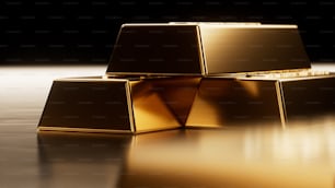 a group of gold cubes sitting on top of a table