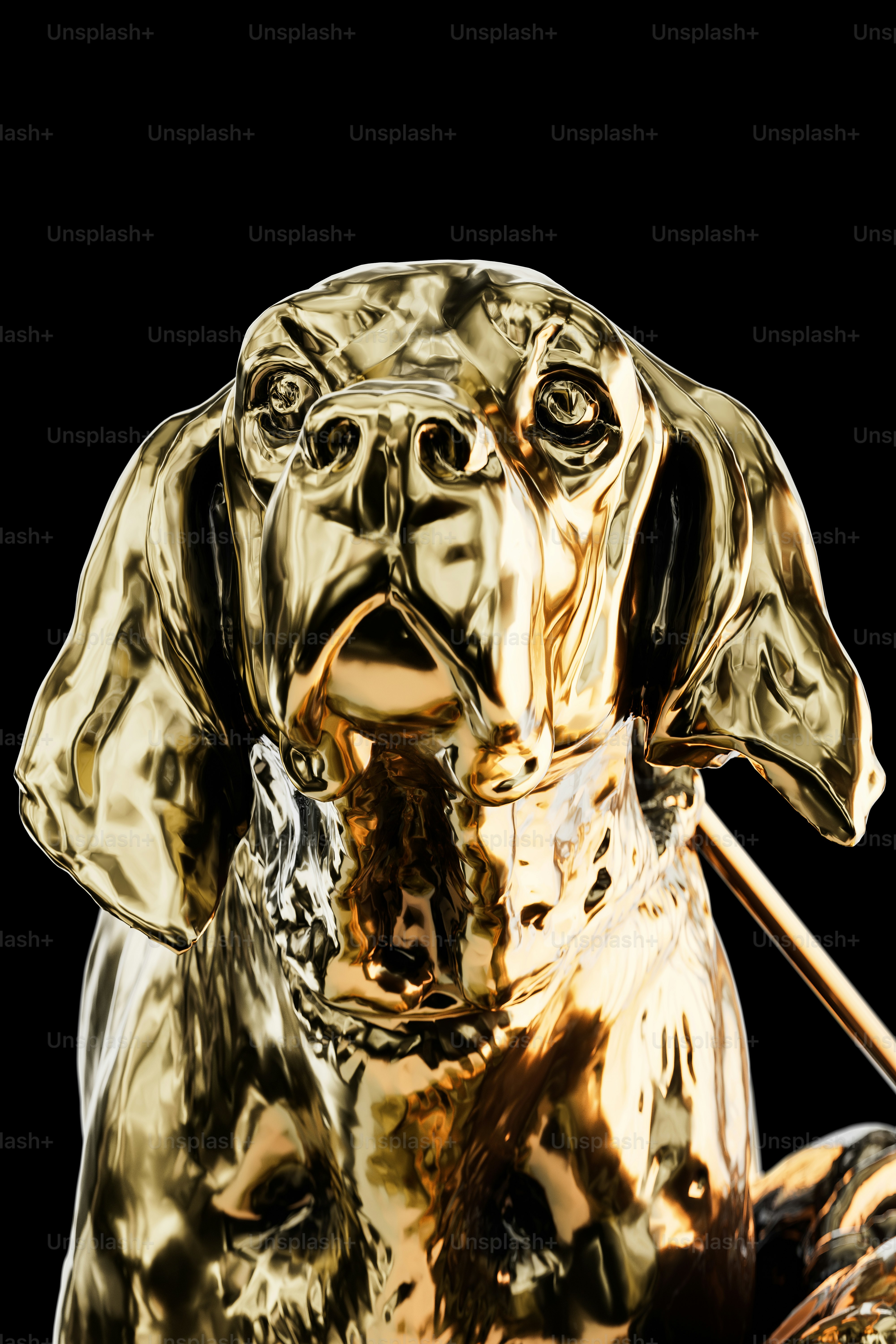 Golden dog statue.