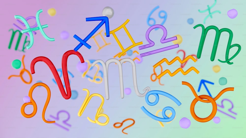 Une image multicolore d’un certain nombre de signes du zodiaque