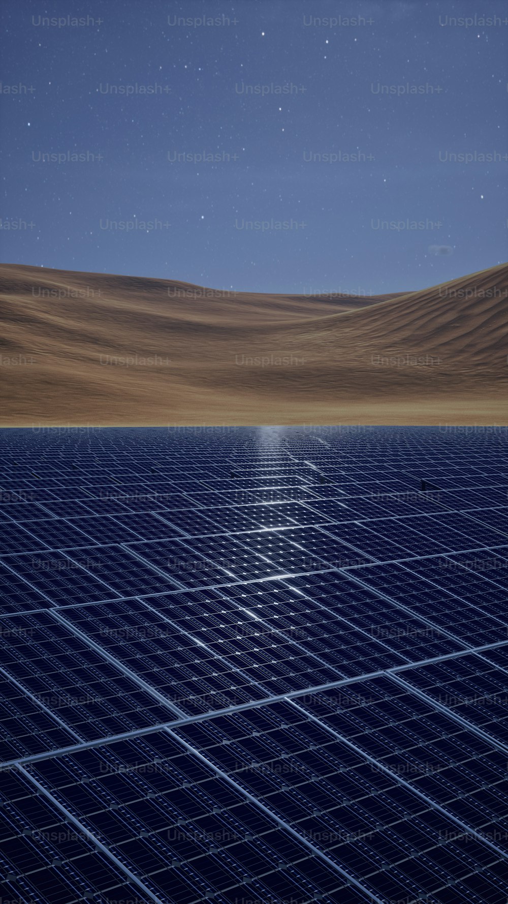 Un panel solar en medio de un desierto