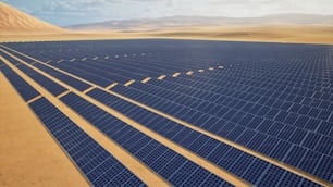 Eine große Auswahl an Sonnenkollektoren in einer Wüste