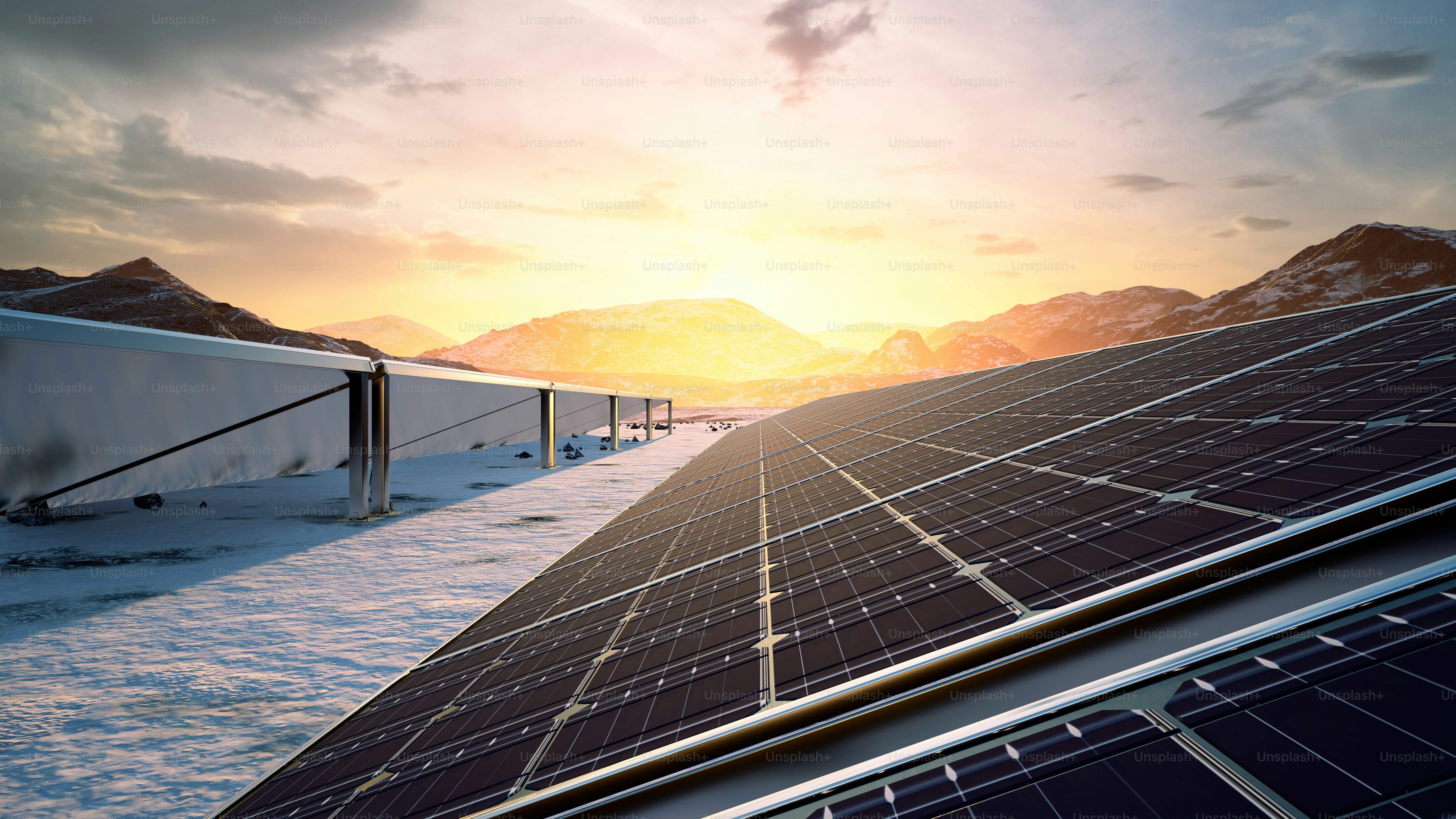 a solar panel on top of a roof in the snow