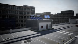 Ein kleines Gebäude mit einem Solarpanel darauf