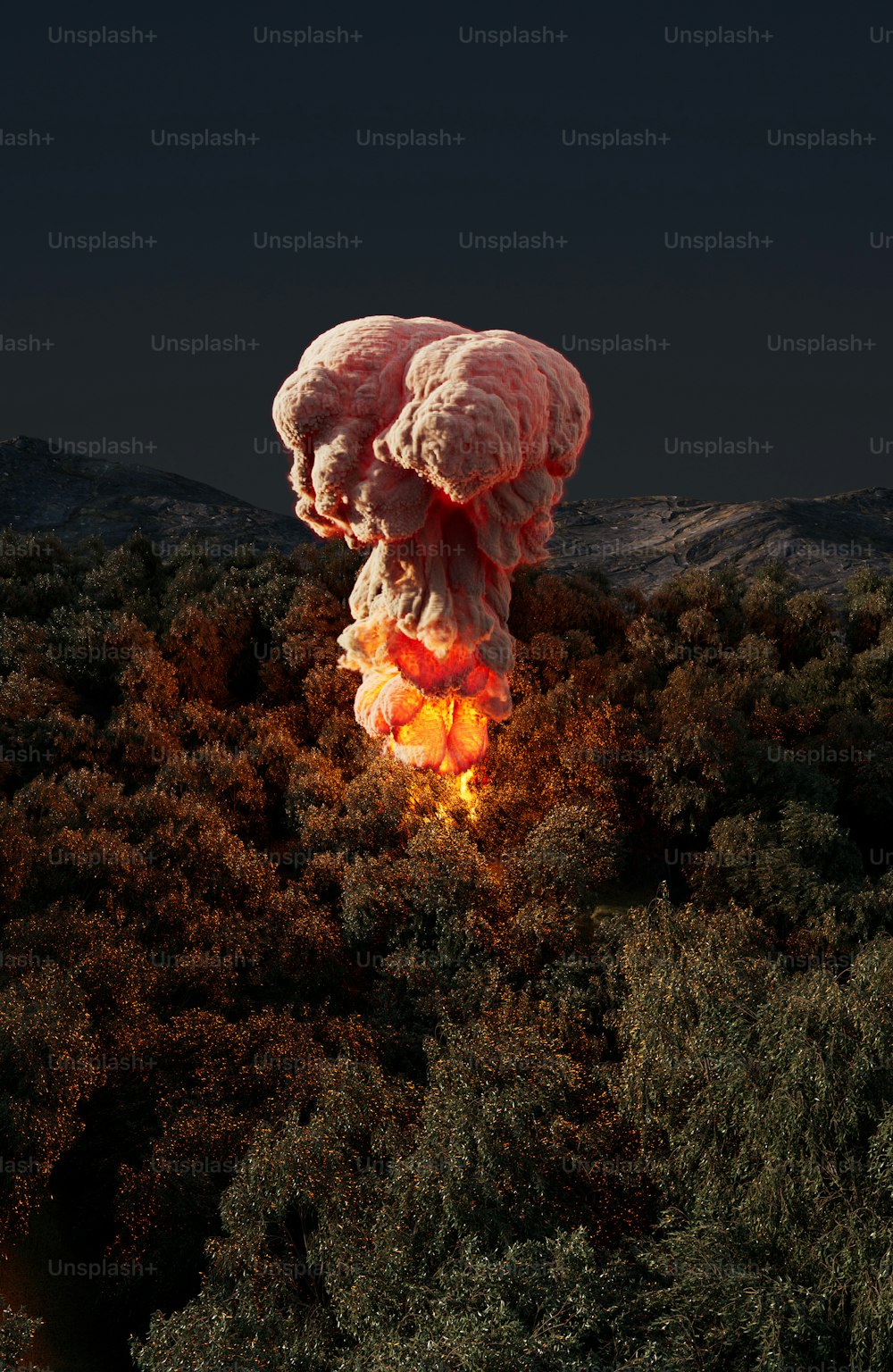 a very large mushroom that is in the air