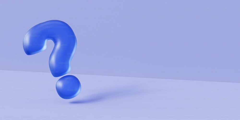 Un punto interrogativo blu su sfondo blu