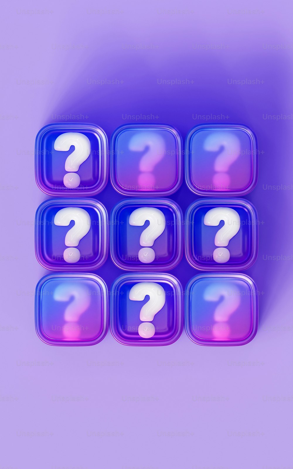 a bunch of question marks on a purple background
