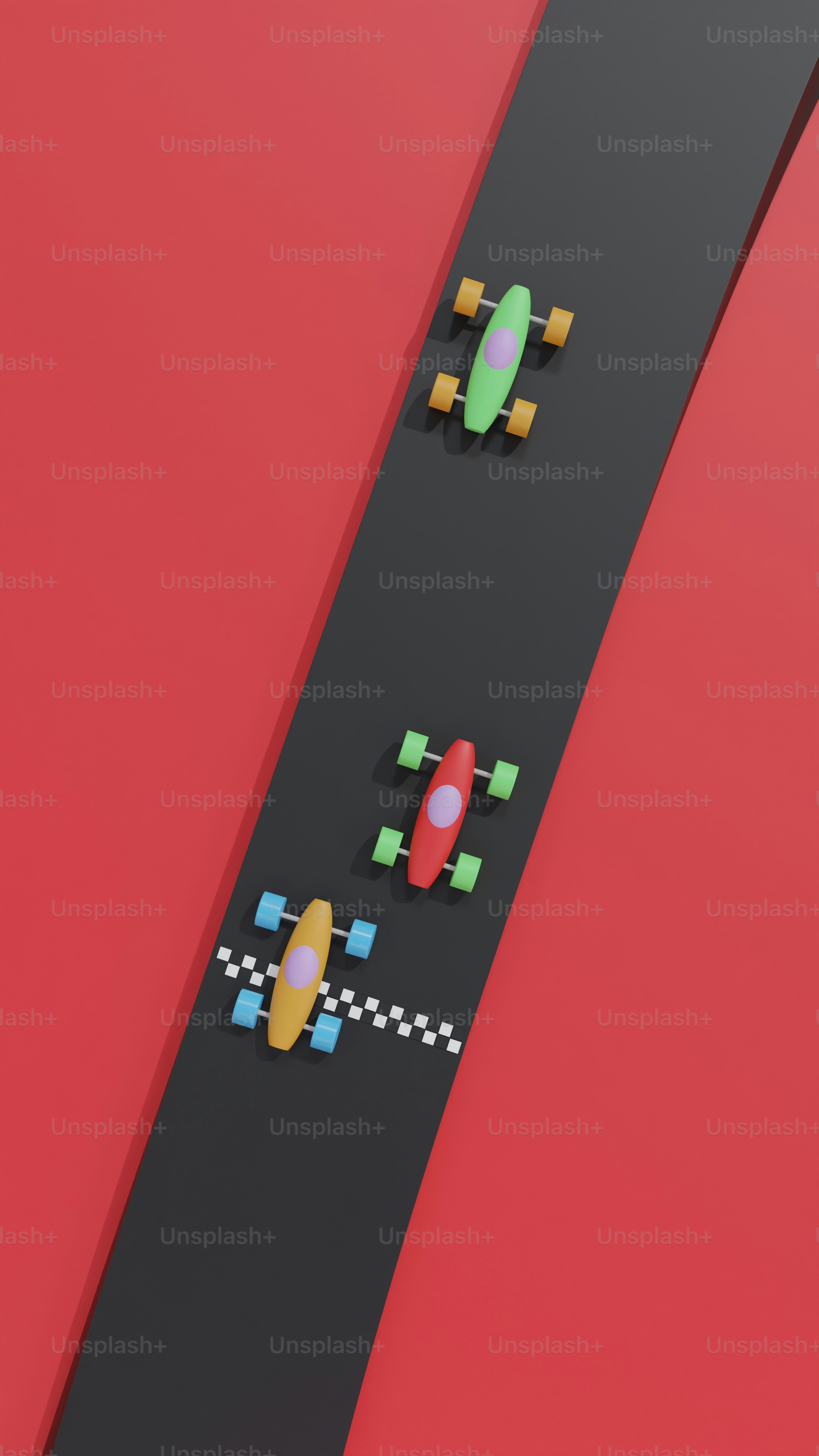 un monopatín que está acostado sobre una superficie roja