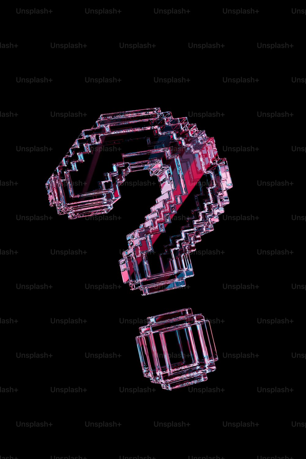 a 3d image of a question mark on a black background