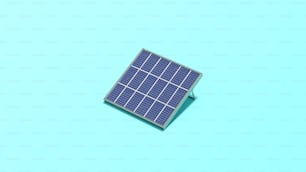 ein kleines Solarpanel, das auf einer blauen Fläche sitzt