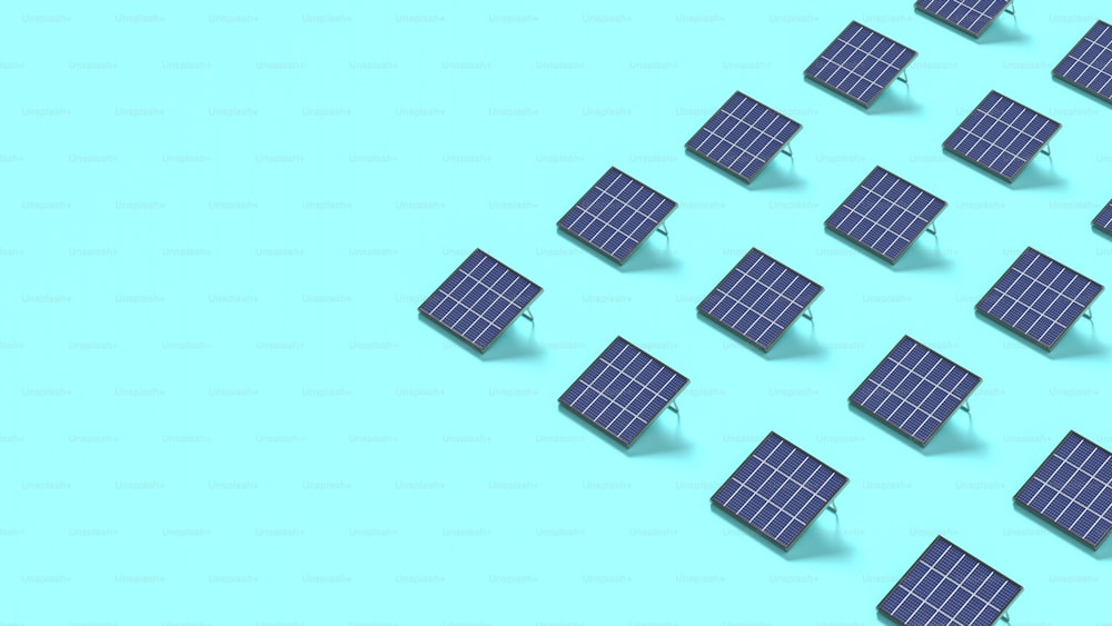 a group of small solar panels on a blue background