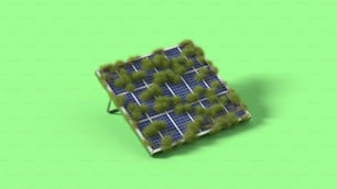 a solar panel with grass growing out of it