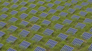 an aerial view of a field of solar panels