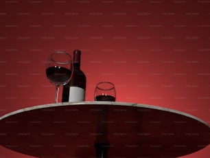 eine Flasche Wein und ein Glas Wein auf einem Tisch