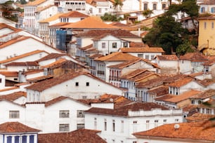 하얀 건물과 갈색 지붕이 많은 도시