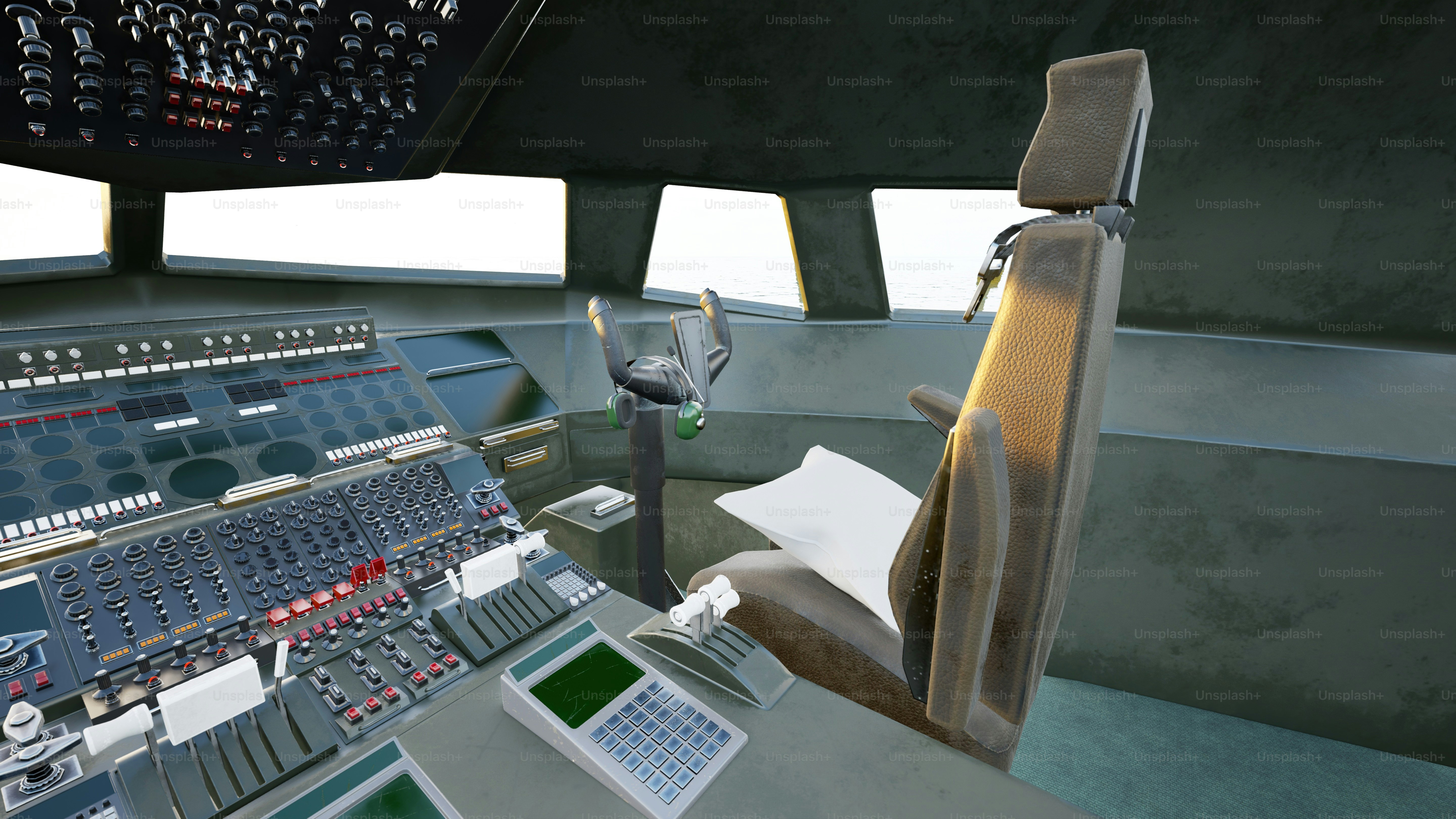 a control room with a lot of equipment