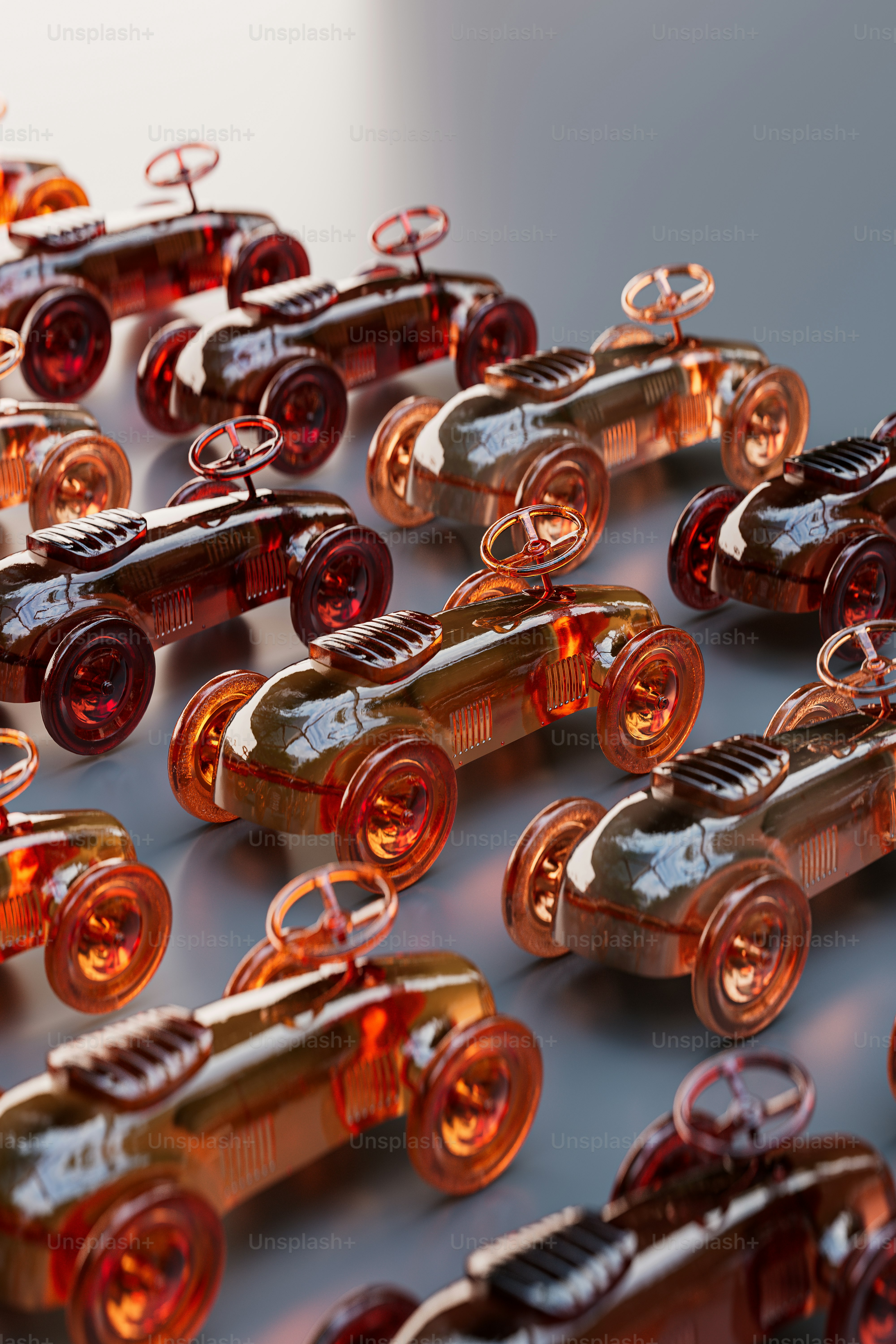 a group of toy cars sitting on top of a table