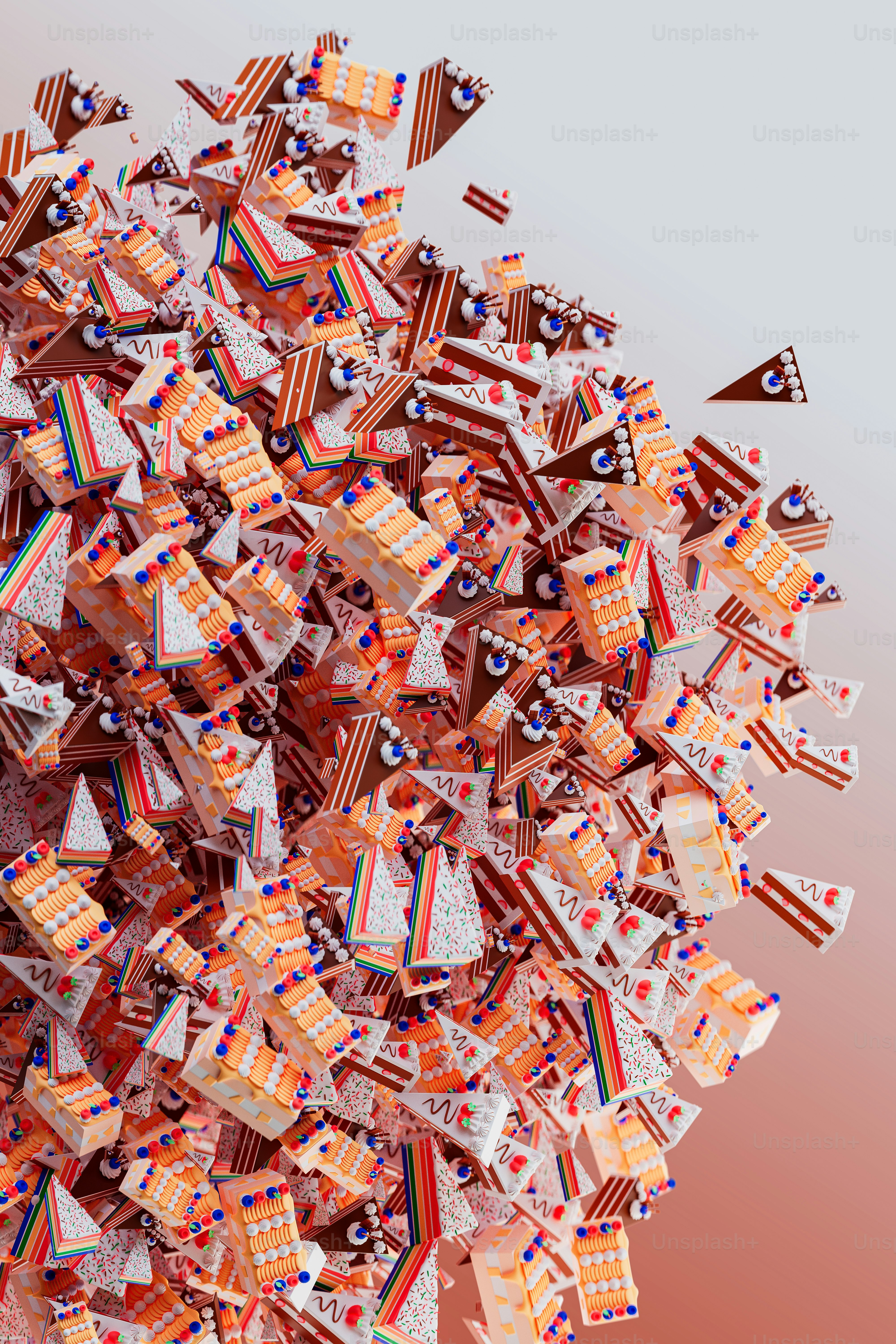 a pile of red, white, and blue flags