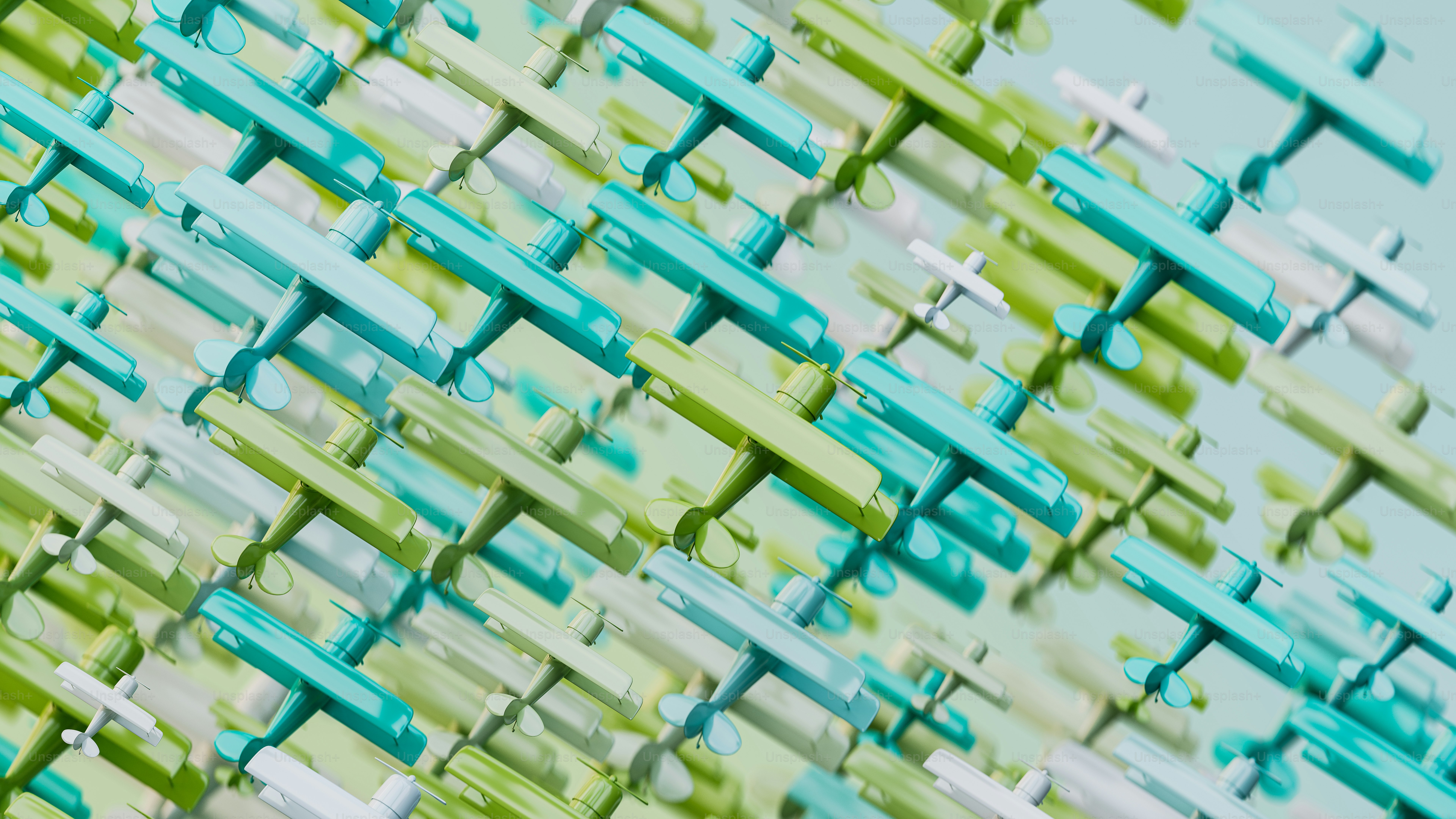 a green and white abstract background with a blue sky in the background