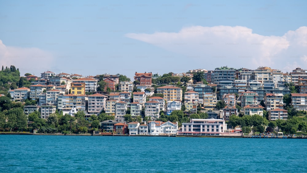 a large body of water with a bunch of houses on top of it