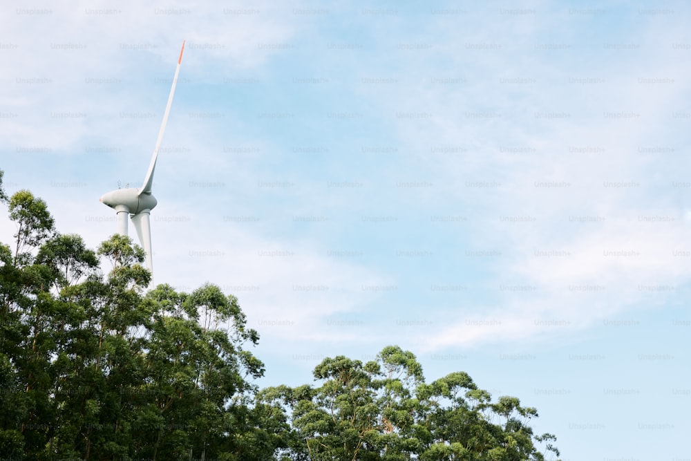 a wind turbine on top of a tree