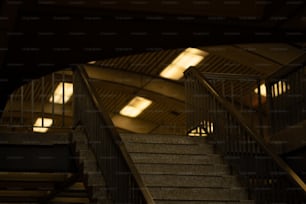 a stair case with a clock on the top of it