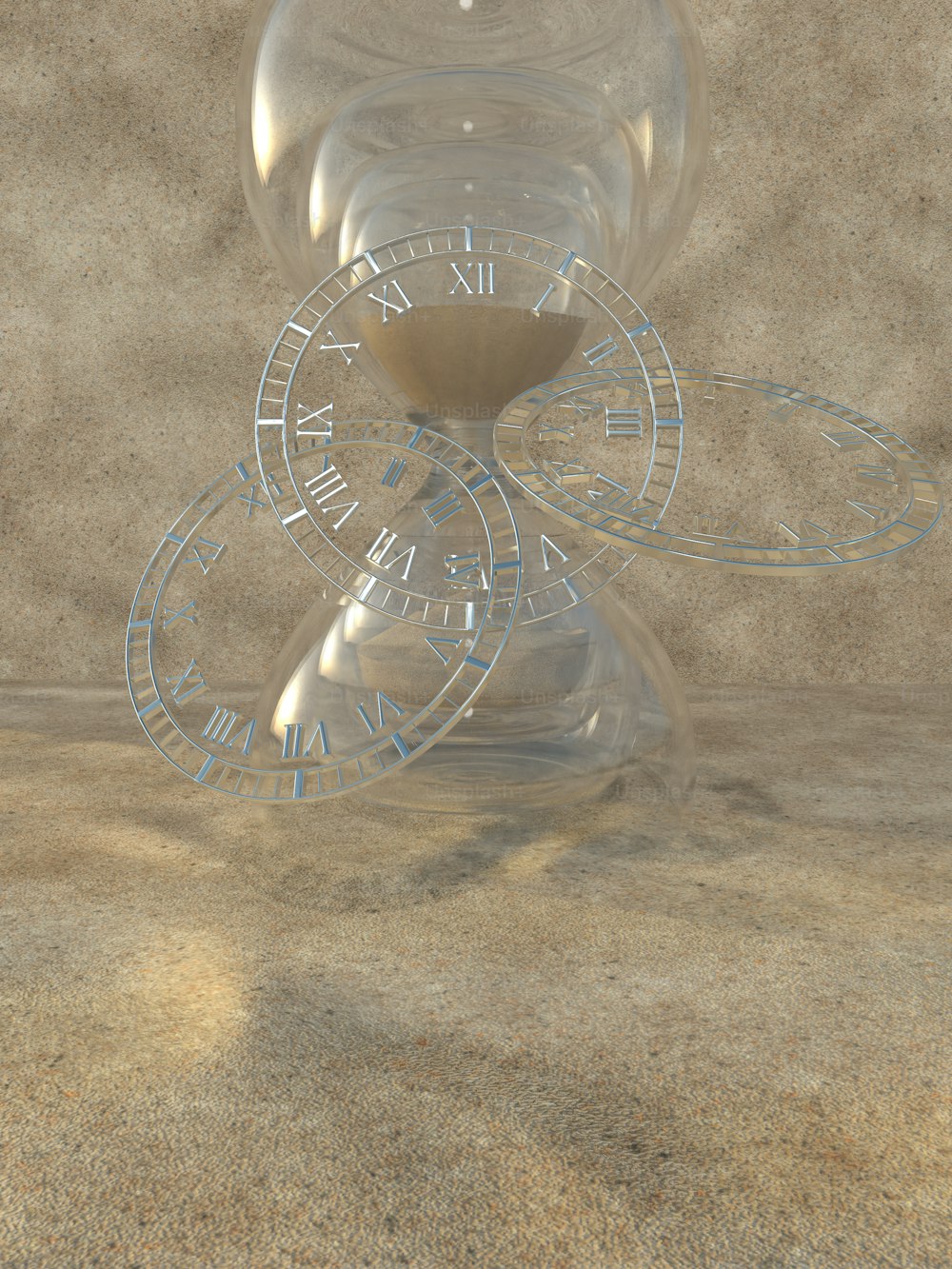 un vase en verre avec une horloge à l’intérieur