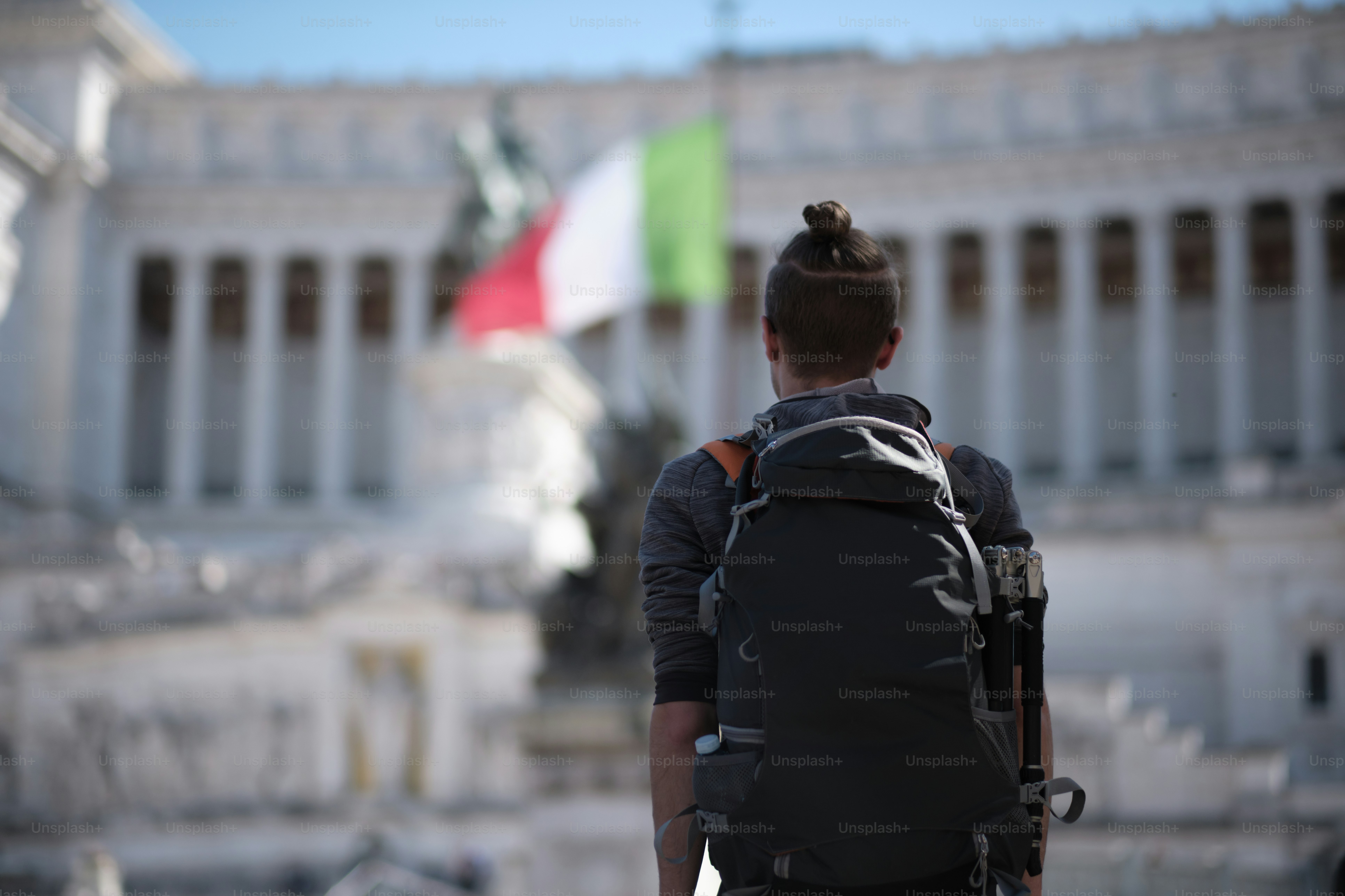 Backpacker infront of Altare della Patria