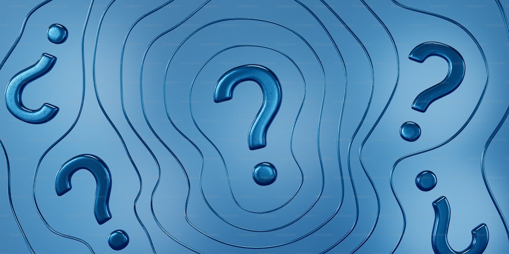 a blue background with question marks on it