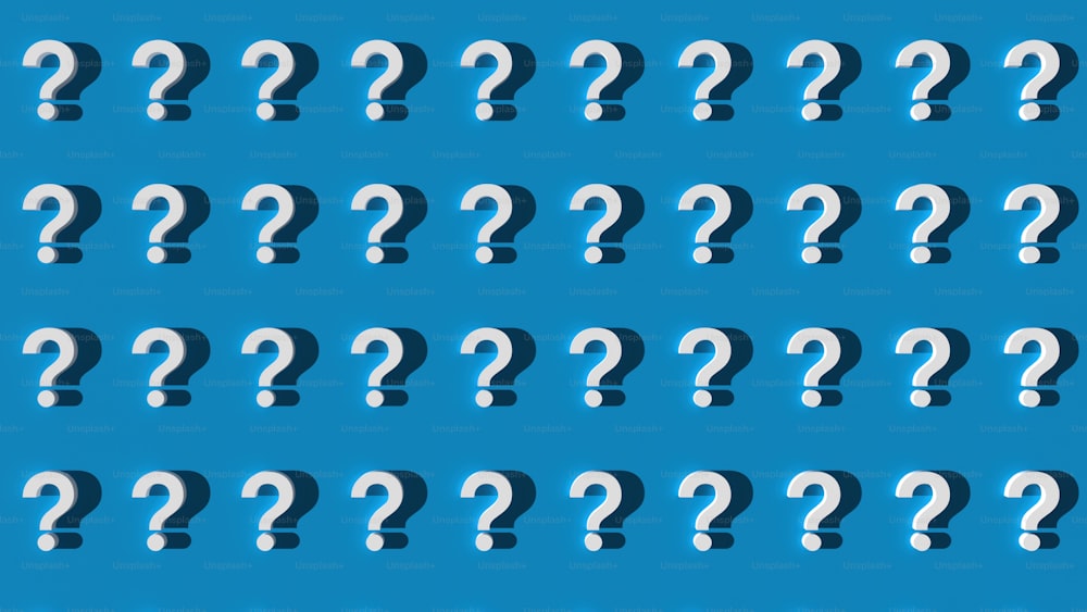 a group of question marks on a blue background