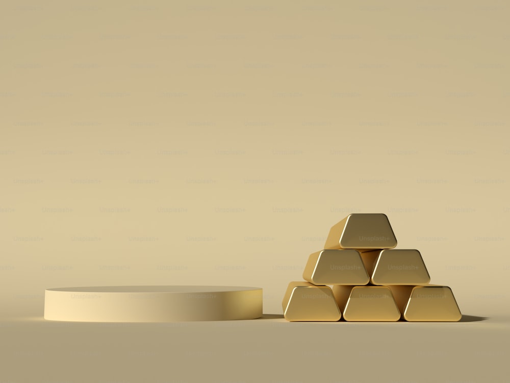 uma pilha de barras de ouro sentada em cima de uma mesa