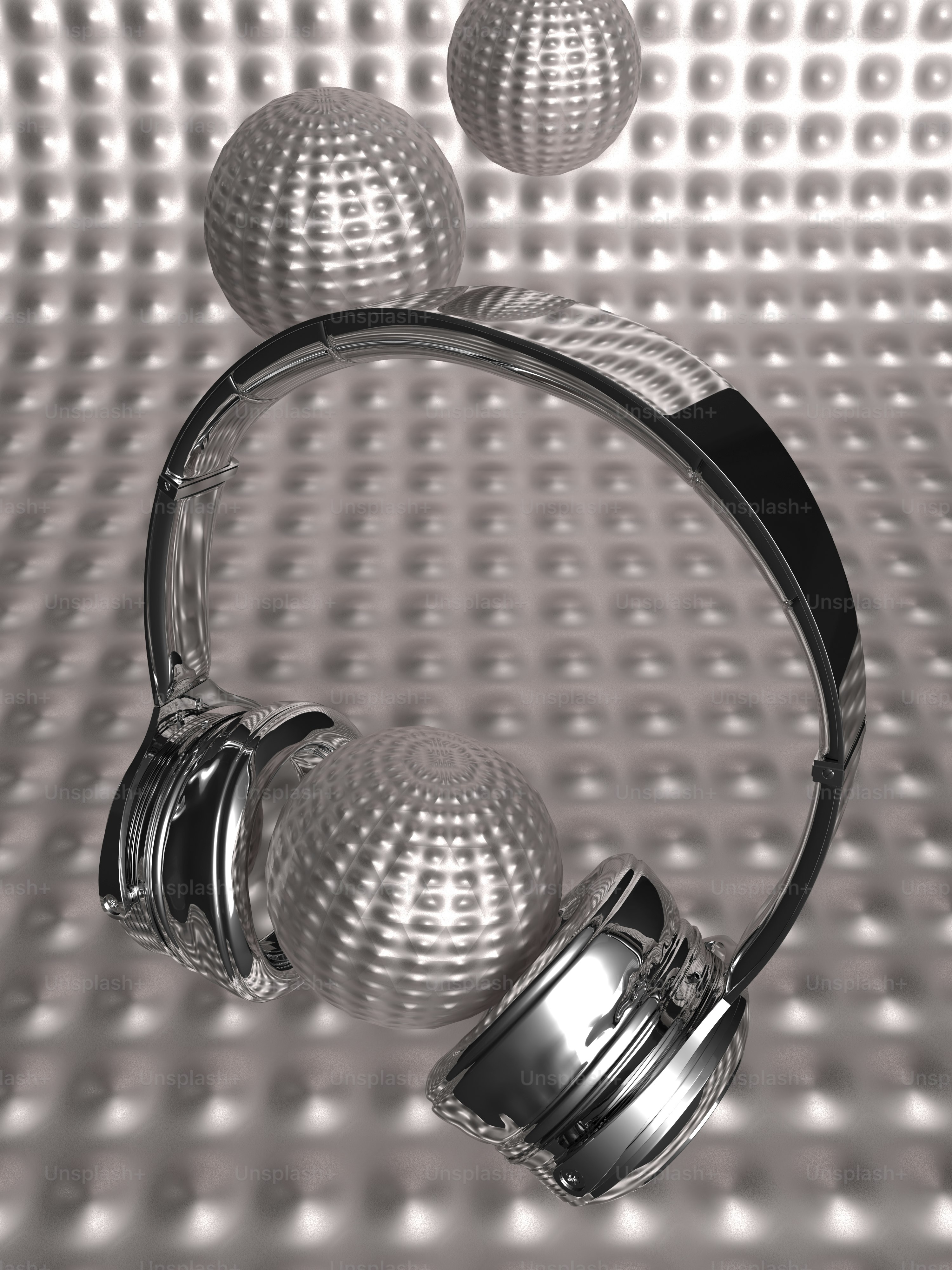 A pair of headphones floating on top of each other photo Headphones