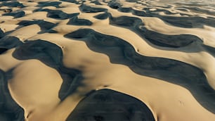 an aerial view of a sandy beach