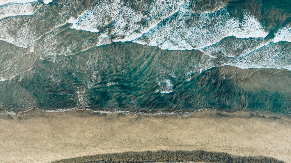 Une vue plongeante sur une plage et un océan