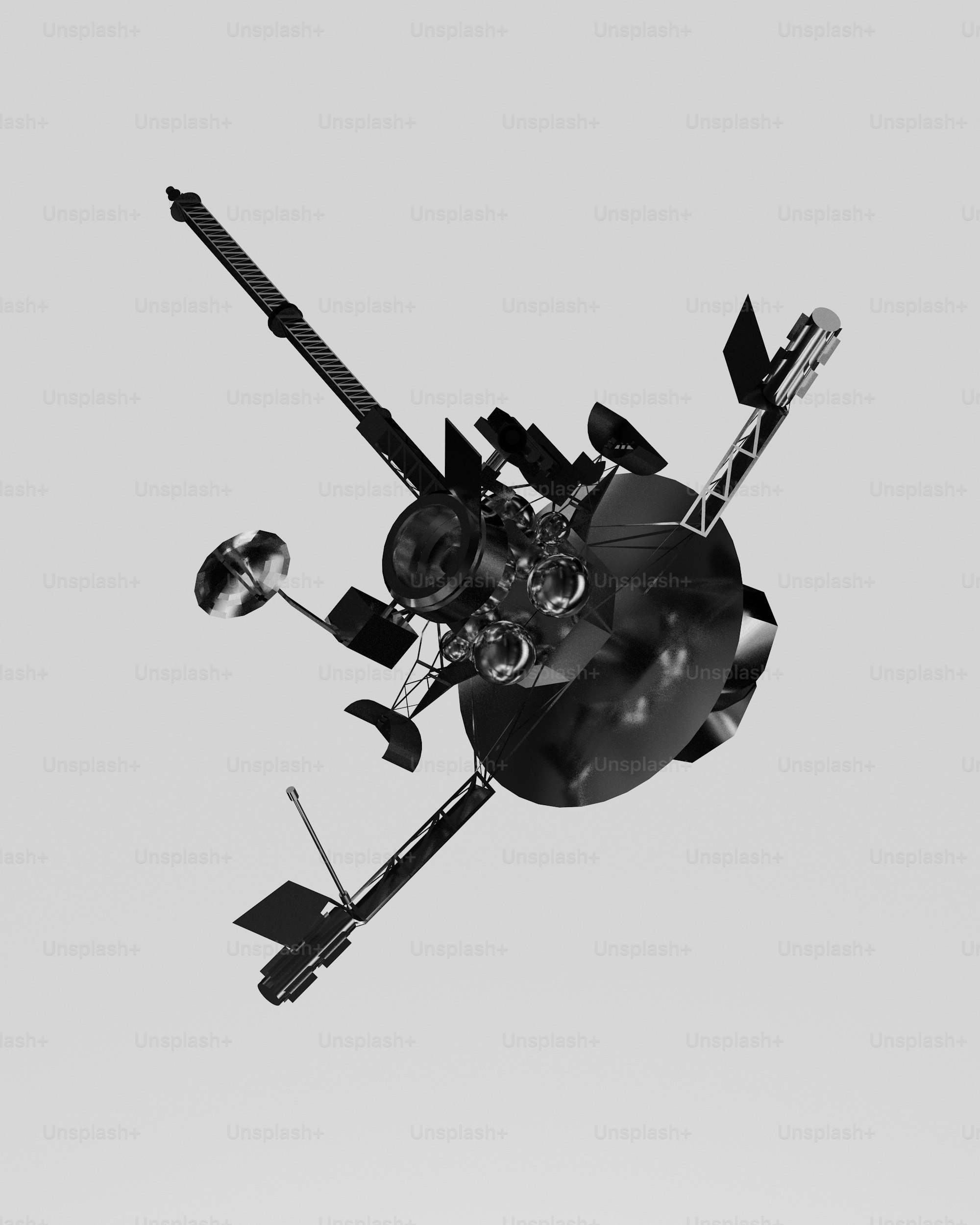 Ein Schwarz-Weiß-Foto eines Flugzeugs am Himmel