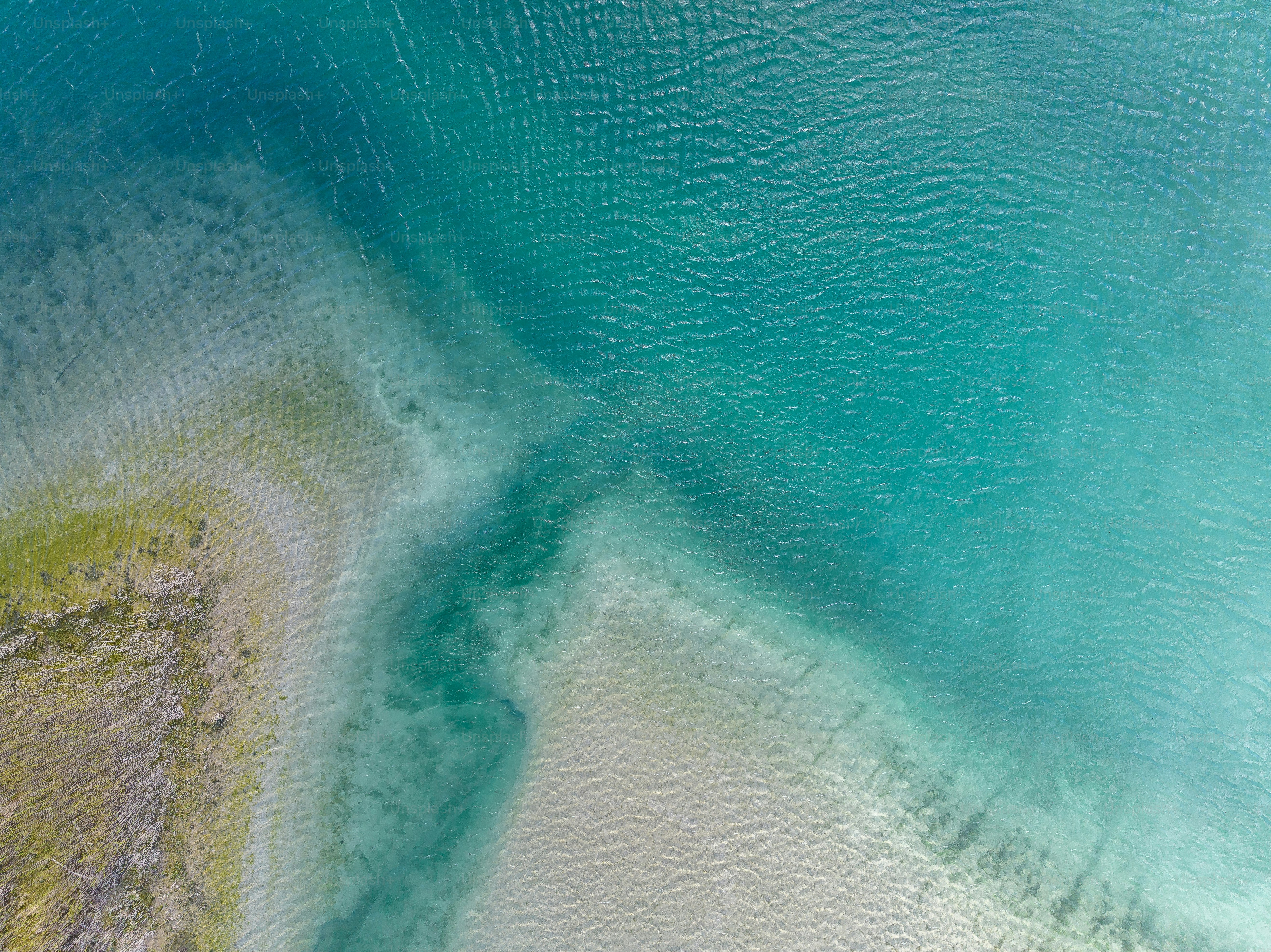 an aerial view of a body of water