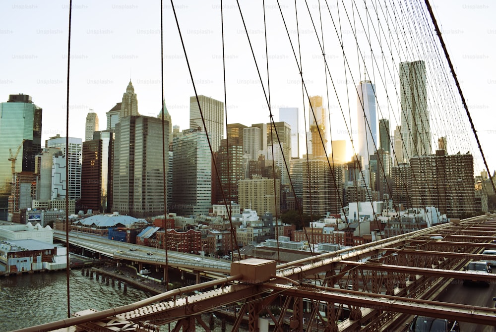 a view of a city from a bridge