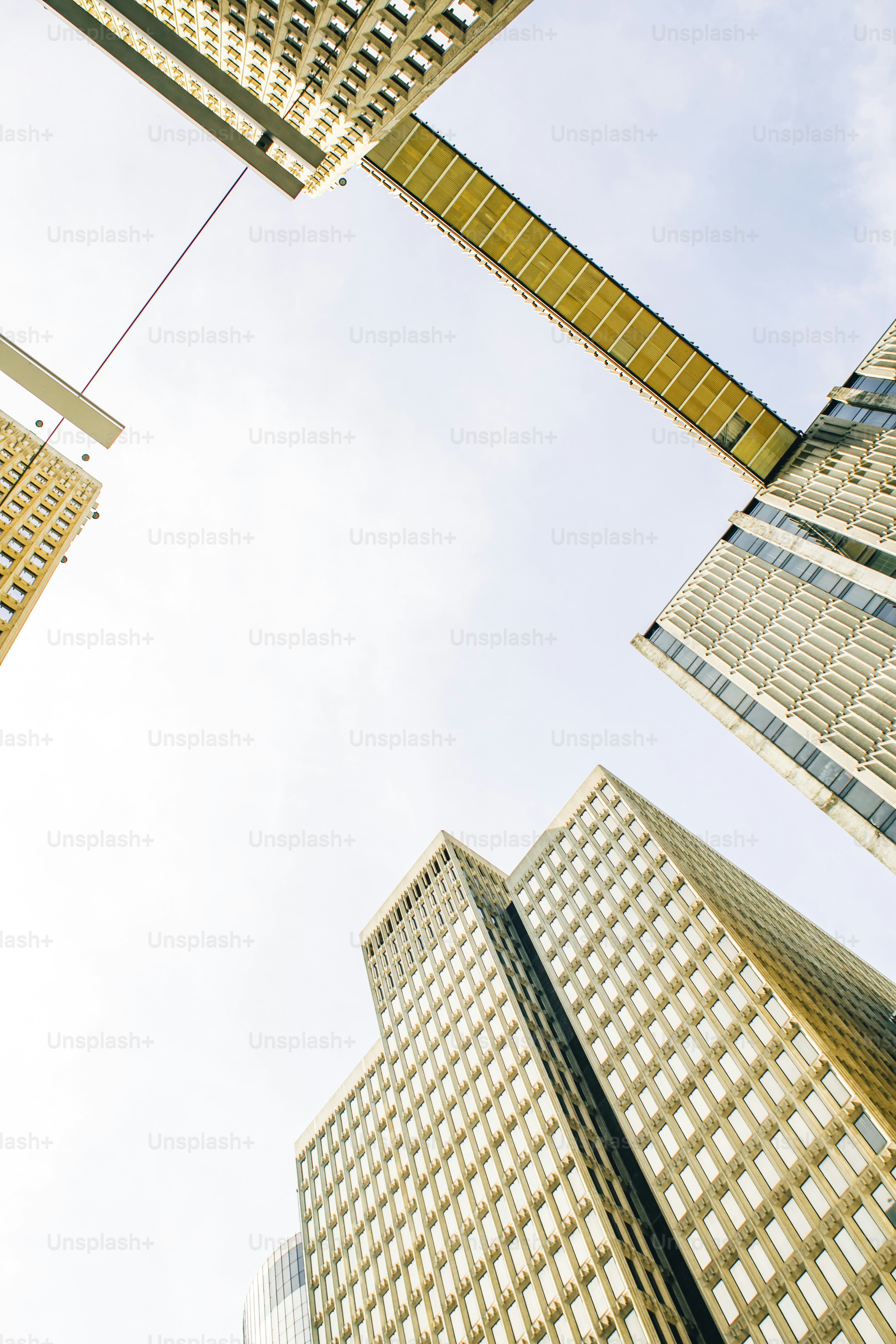 나란히 서있는 고층 건물 그룹