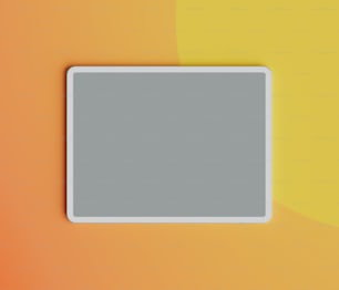 a gray square button on a yellow and orange background