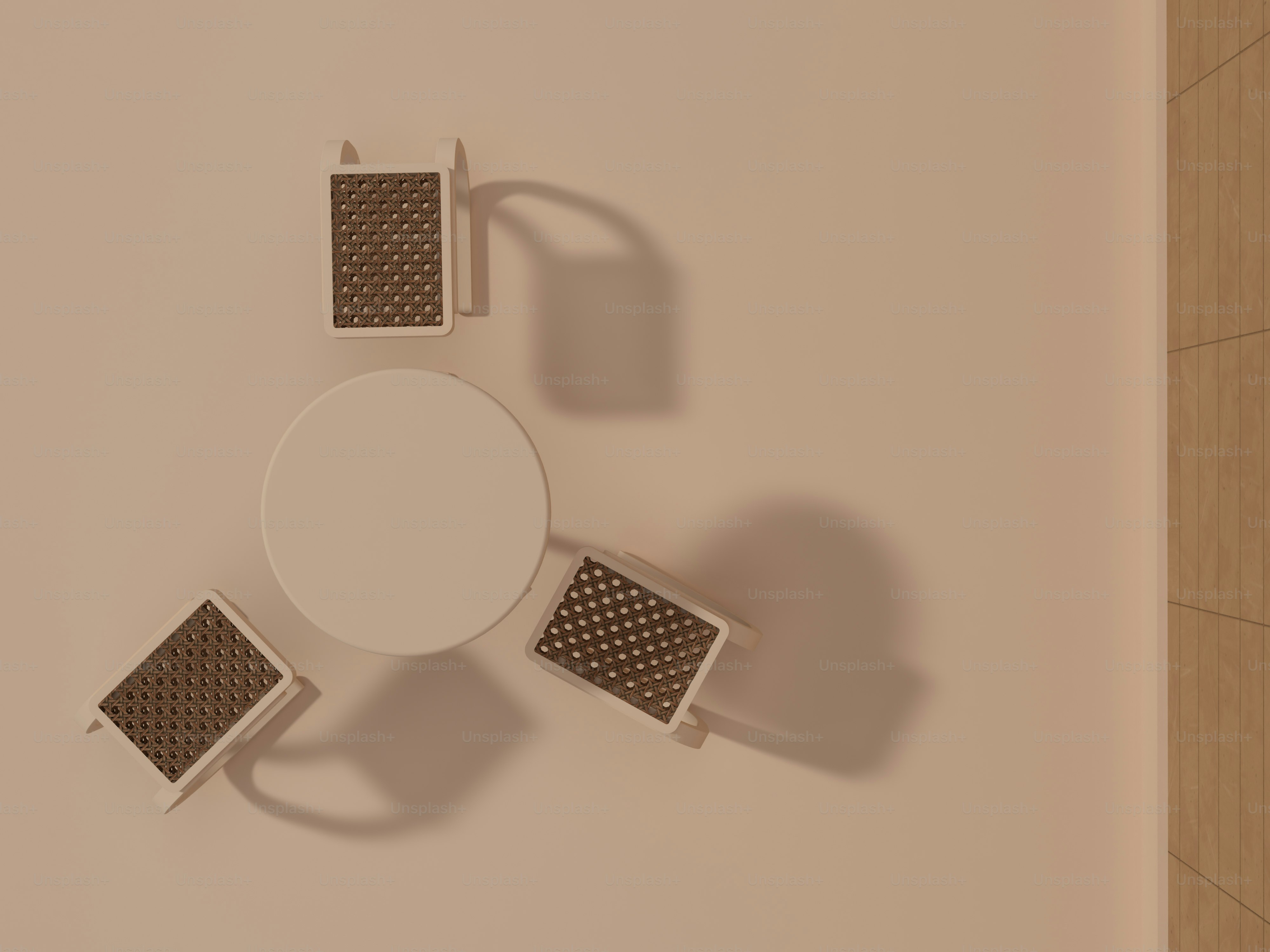 a white table with four chairs around it