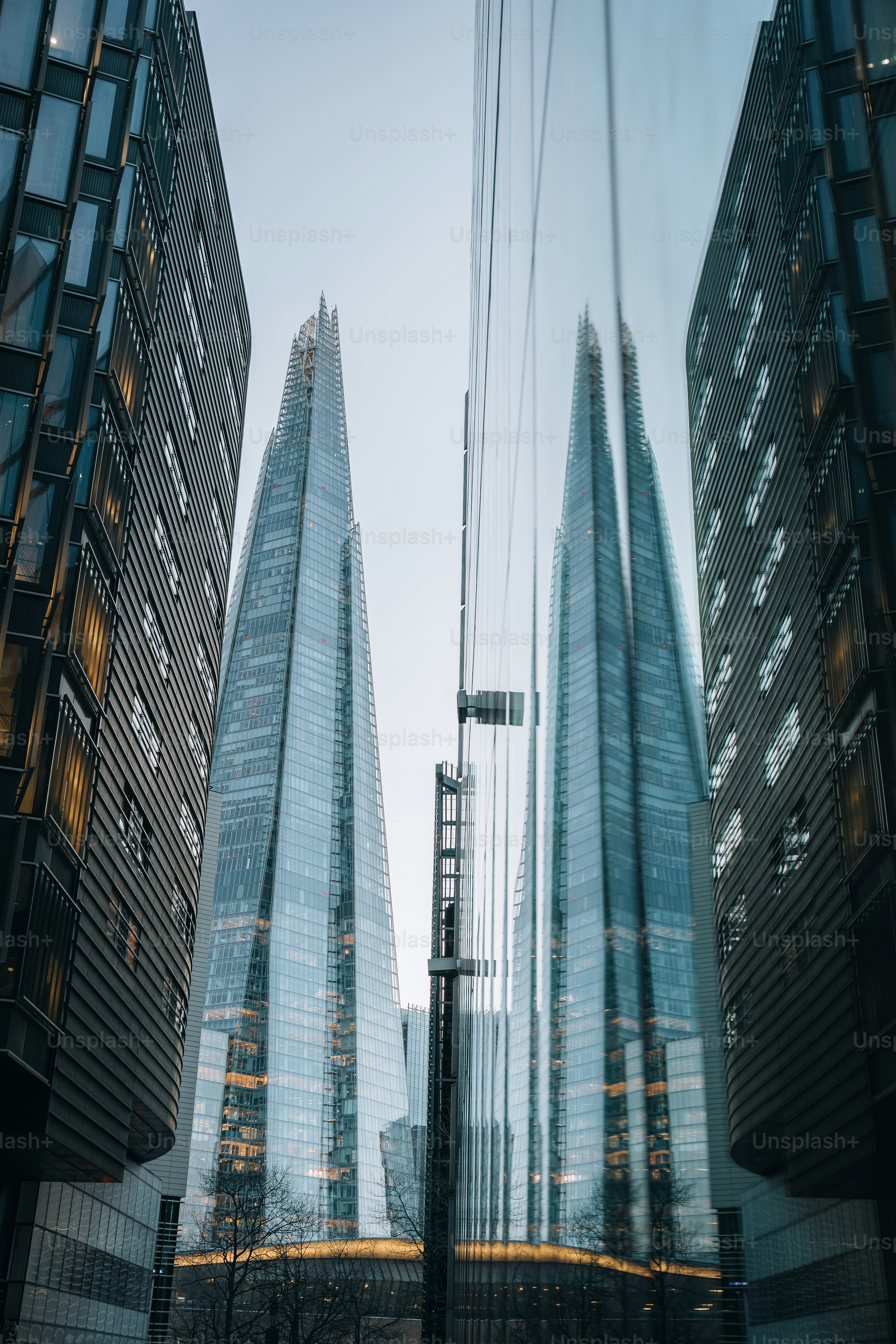 a group of tall buildings sitting next to each other