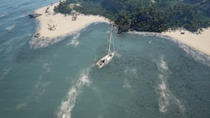 Una vista aérea de un barco en el agua
