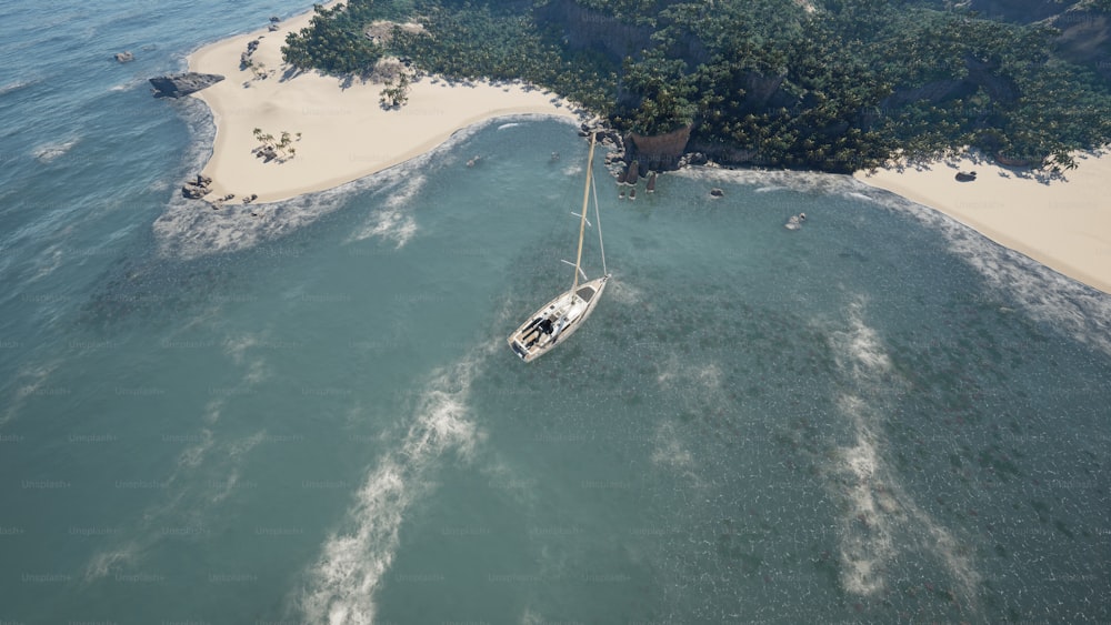 Luftaufnahme eines Bootes im Wasser