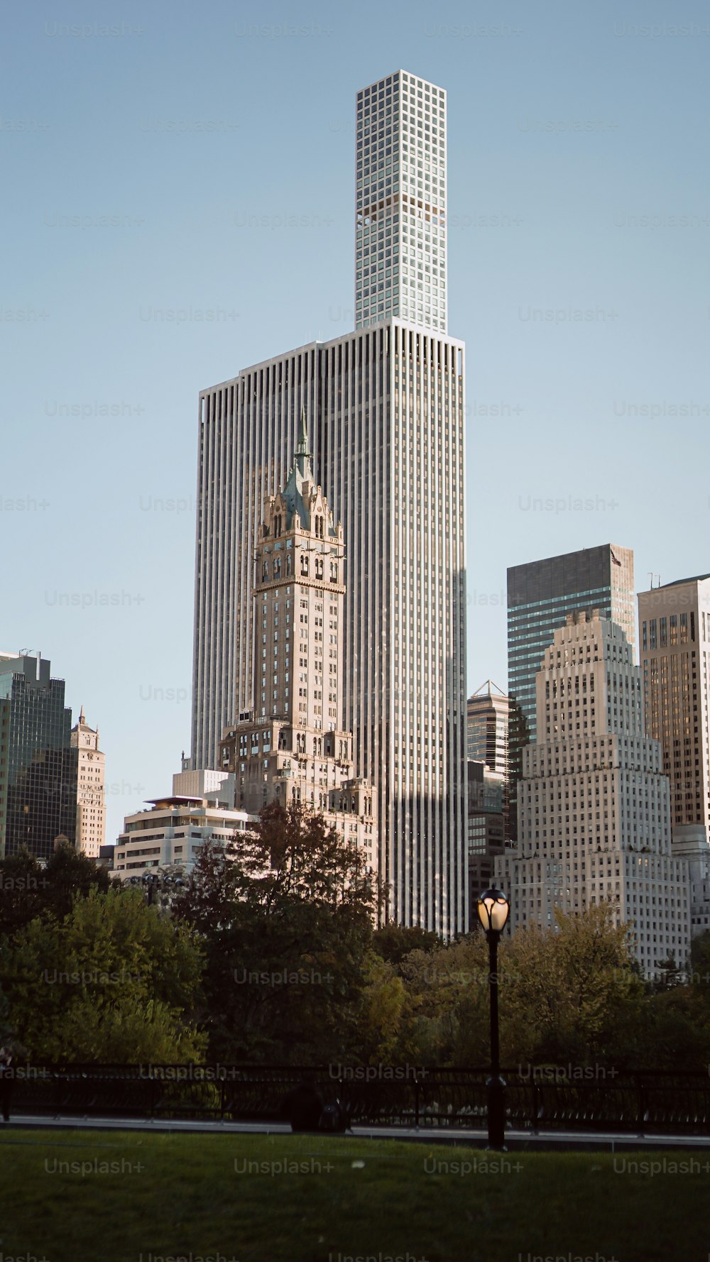 a view of a city with tall buildings