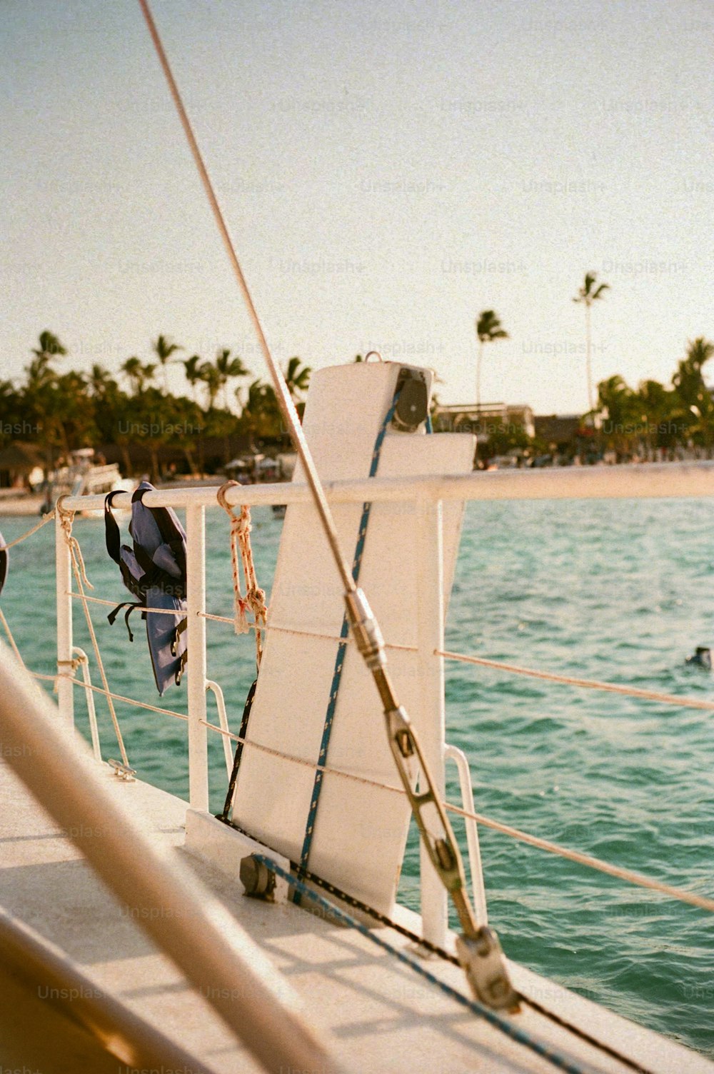 a view of the back of a boat from the deck