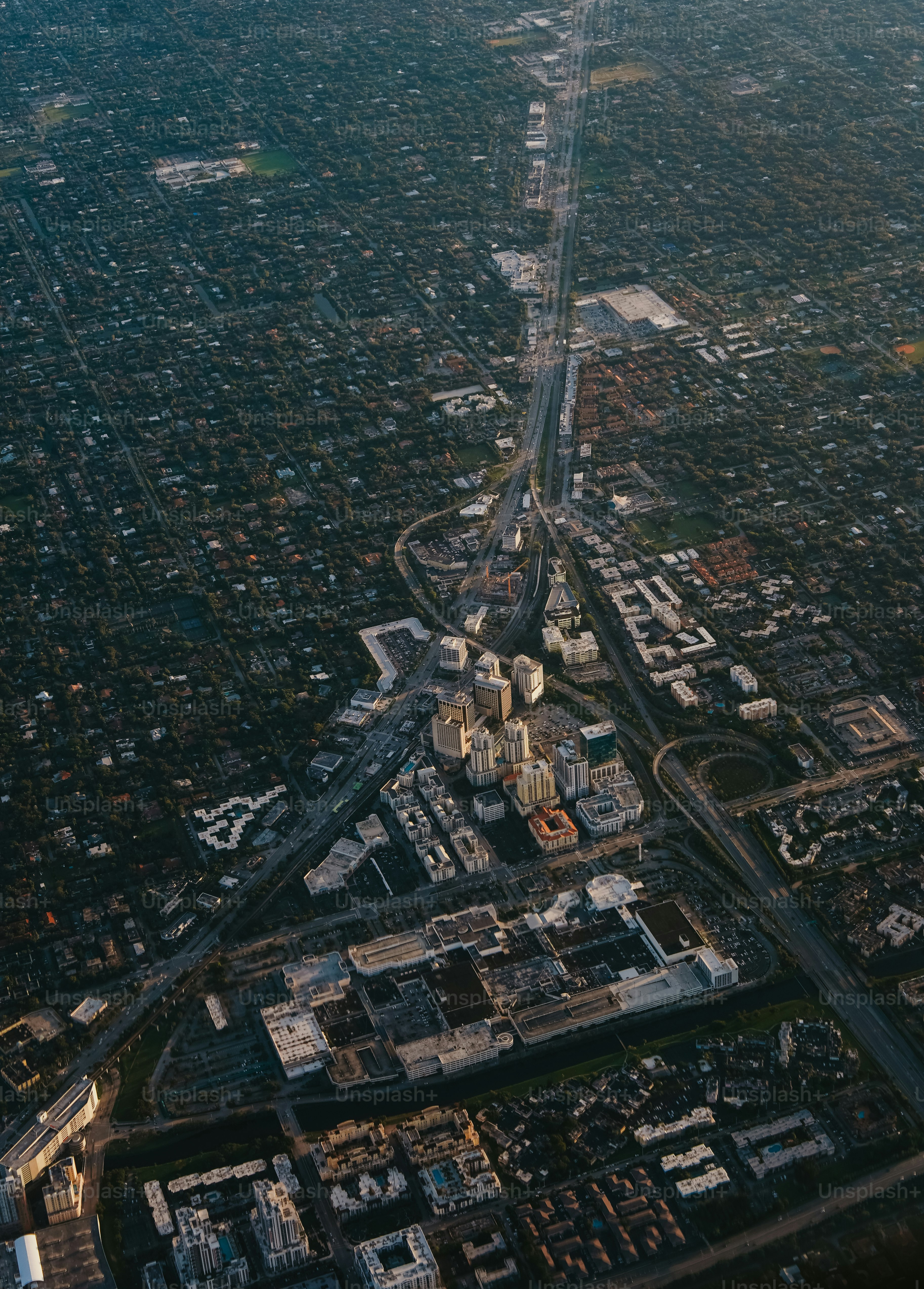 Aerial view of city landscape during flight