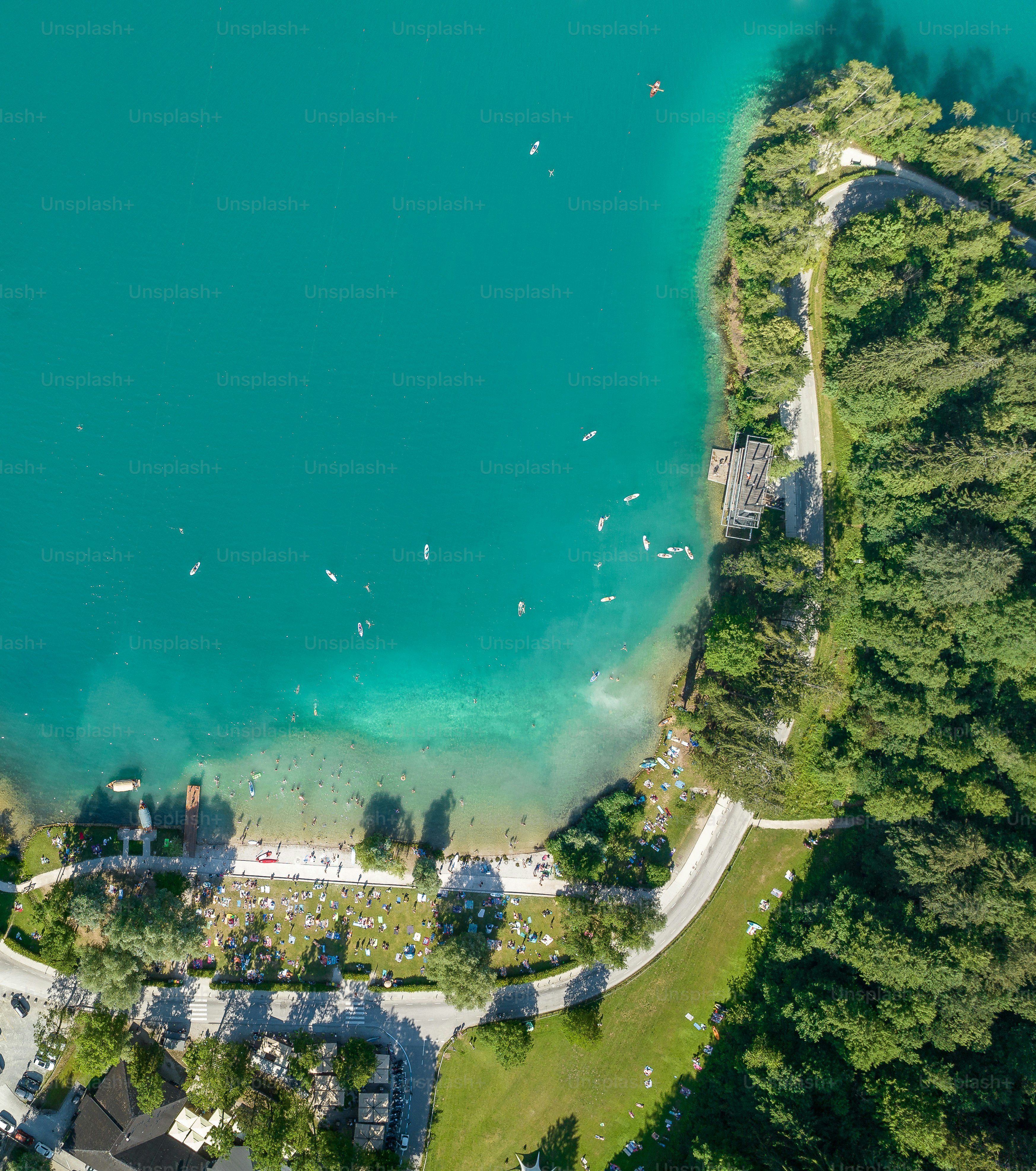 a bird's eye view of a large body of water