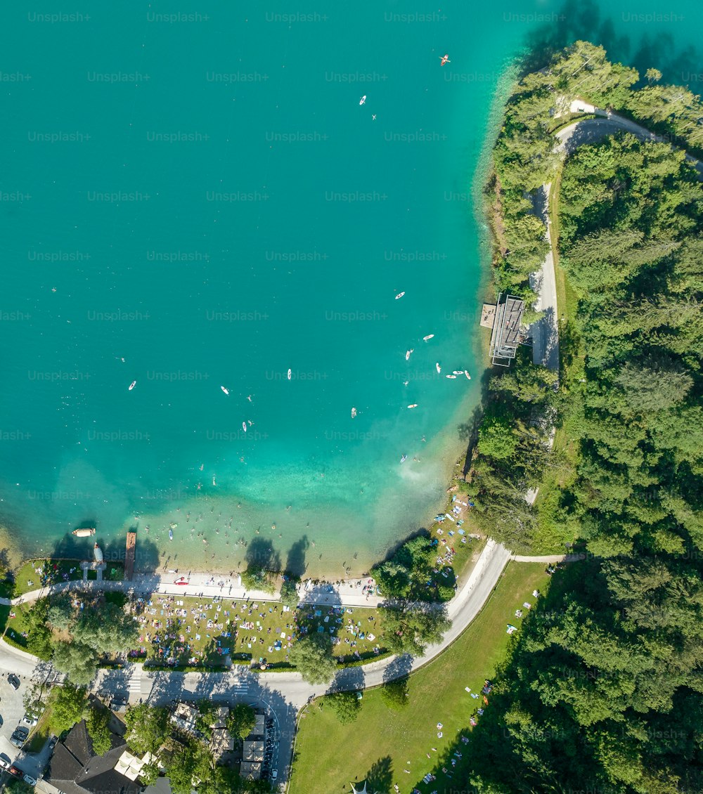 a bird's eye view of a large body of water