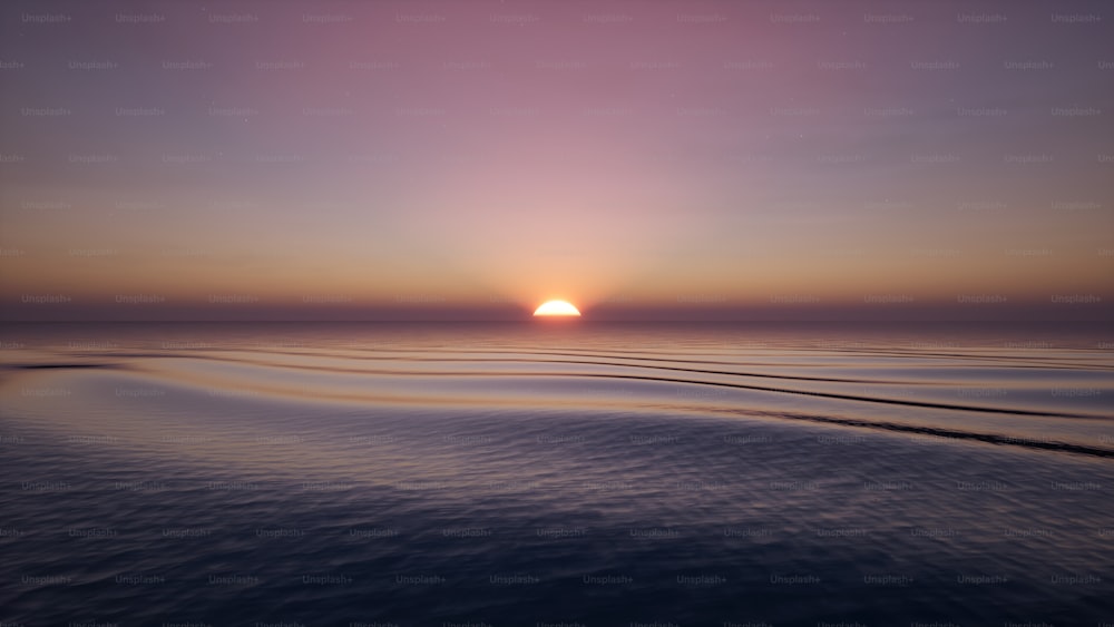 the sun is setting over the horizon of the ocean