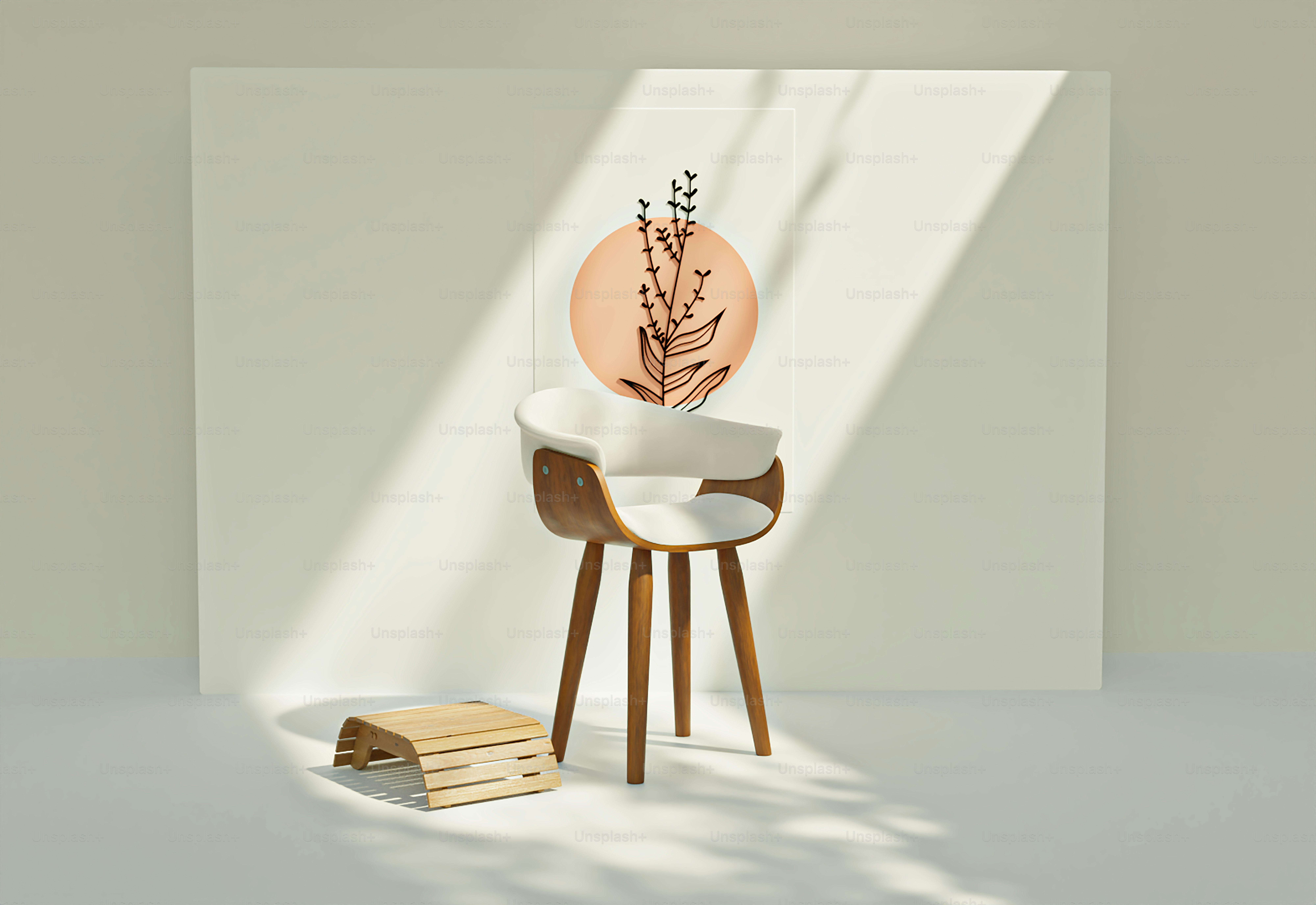 a chair with a plant on the back of it