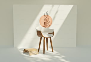 a chair with a plant on the back of it